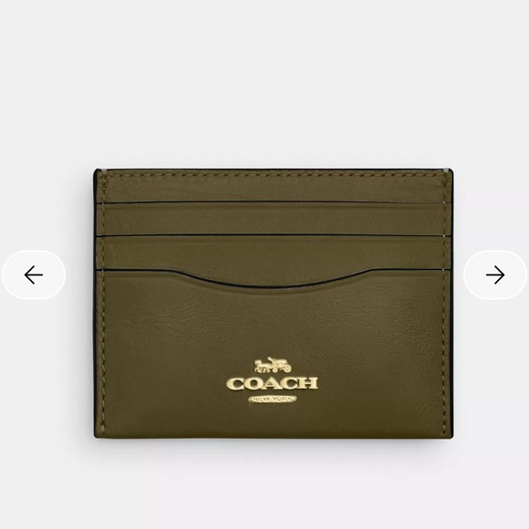 Coach Handbags - NWT Coach Slim Id Card Case Powder CBL81 Shiny crinkle leather Gold/Olive